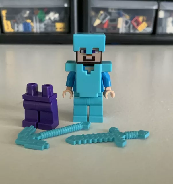 LEGO Minecraft Minifigures (LOT of 2) Steve With Iron Armor, Picaxe And  Sword