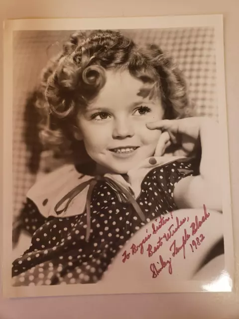 Shirley Temple Black REAL hand SIGNED 8x10" Photo Autographed 1982 B&W
