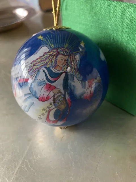 THE LI BIEN ORNAMENT - 1996 Angel. Christmas Ball.  Hand-Painted w/ Original Box