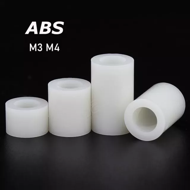 M3 M4 Nylon Spacers Standoff White ABS Plastic Washers Round Bushing Sleeve Shim
