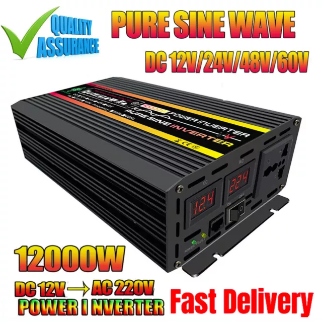 10000W 8000W Pure Sine Wave Power Inverter DC 12V 24V To AC 110V 220V Converter