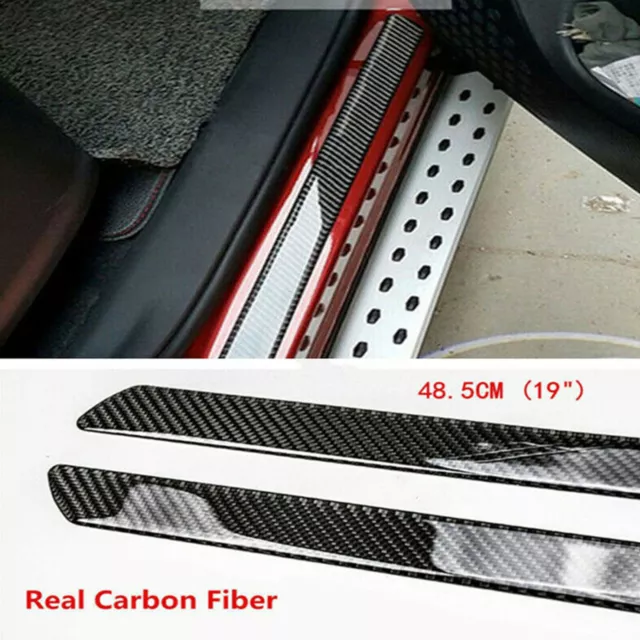Car Stickers Parts Accessories Carbon Fiber Door Sill Protector Scuff Plate Trim