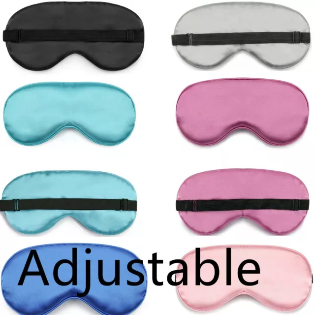 Adjustable Silk Eye Mask Fleece Padded Sleep Cover Travel  Blindfold Shade UK