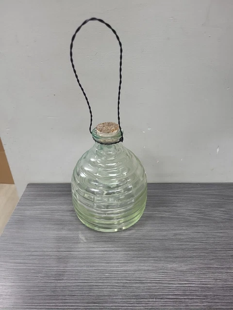 Vintage Glass Beehive Natural Pest Control Fly Bee Wasp Trap Catcher Bail Handle