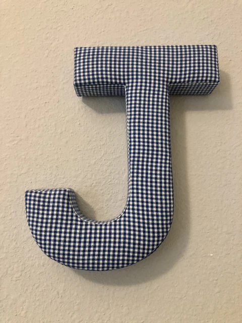 Fabric Covered Wall Letter - Blue Gingham - Letter J