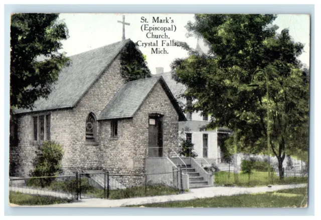 c1910 St. Marks (Episcopal) Church Crystal Falls Michigan MI Posted Postcard