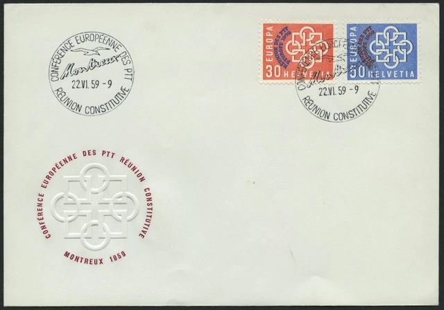 SCHWEIZ BUNDESPOST 1959, PTT auf FDC, Pracht, Mi. 30.-