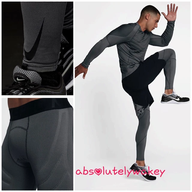 NIKE PRO HYPERWARM AeroLoft Men's Training Tights Black Running Gym Rugby  $72.14 - PicClick