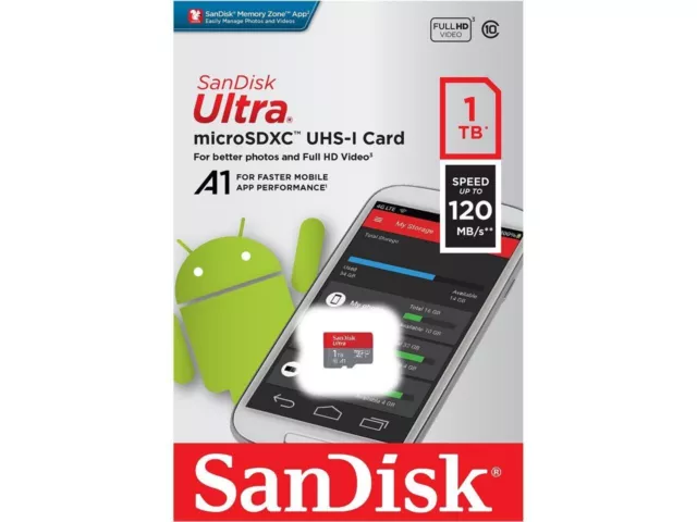 SanDisk Ultra 1TB microSDXC UHS-I Memory Card w/ Adapter SDSQUA4-1T00-GN6MA New