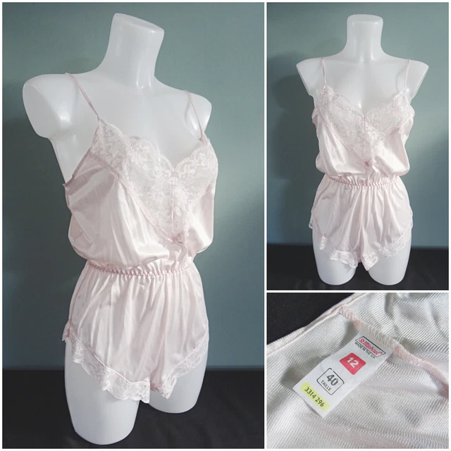 Tuta orsacchiotto vintage anni '80 rosa raso corpo donna 34" busto