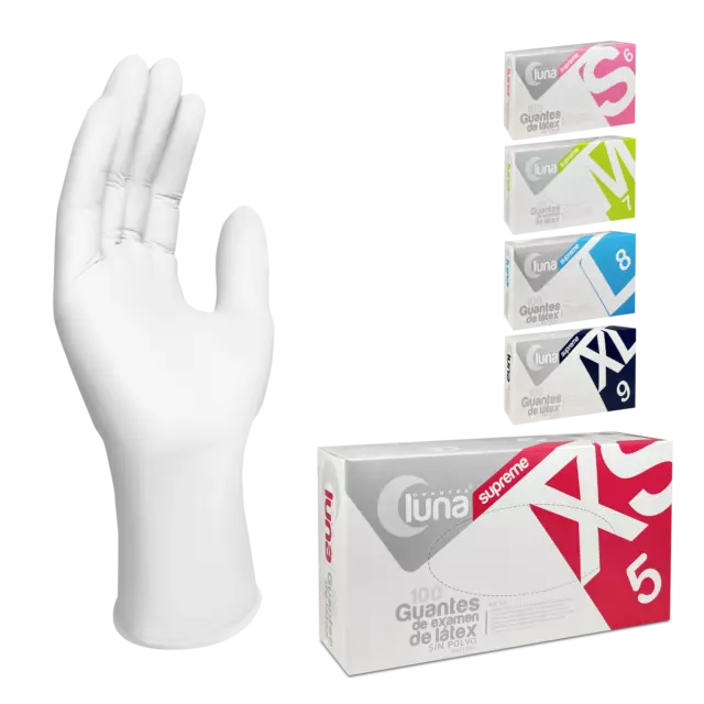 Guantes Látex 100 uds/caja | Tallas | Guantes Desechables de Látex Sin Polvo