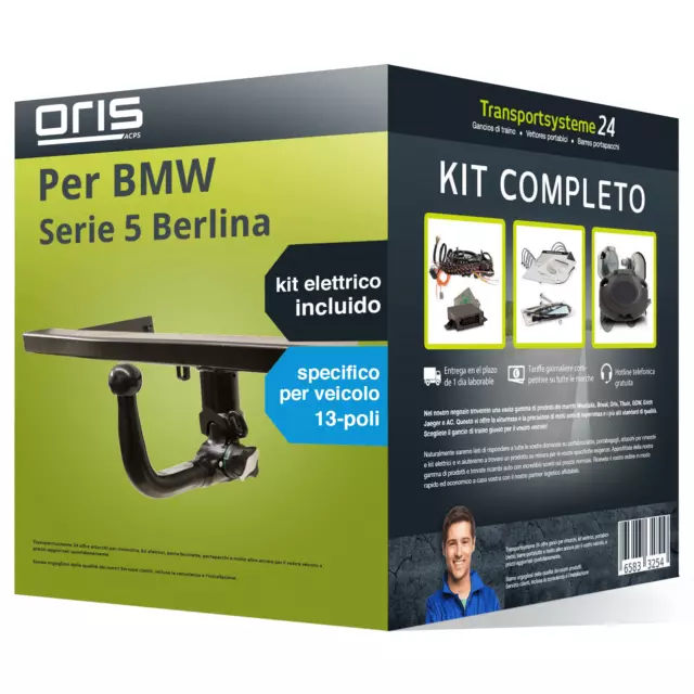 Pac. Gancio traino estr. Oris per BMW Serie 5 Berlina 14- e un e-kit sp. a 13 p.