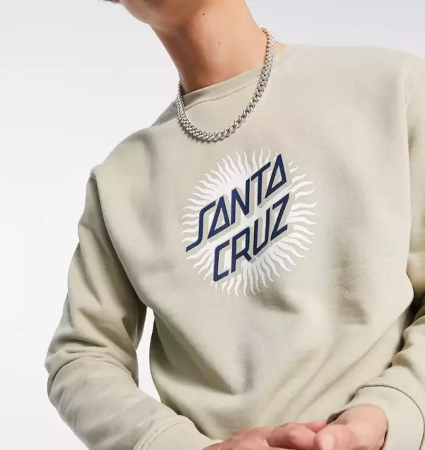 Santa Cruz Mens Beige Crew Neck Pullover Sweatshirt Jumper Size M (New)