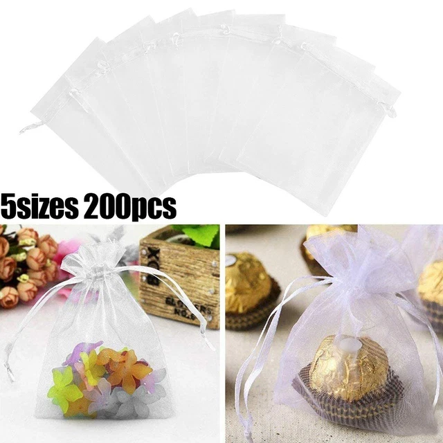 Bolsas de regalo organza transparente navidad blanco delicado 200 piezas manualidades