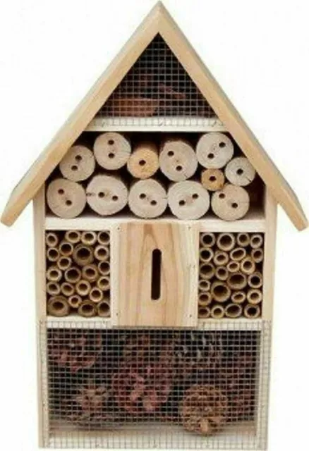 Insektenhotel Insektenhaus Natur Nistkasten Insekten Bienen Brutkasten Holz 38cm