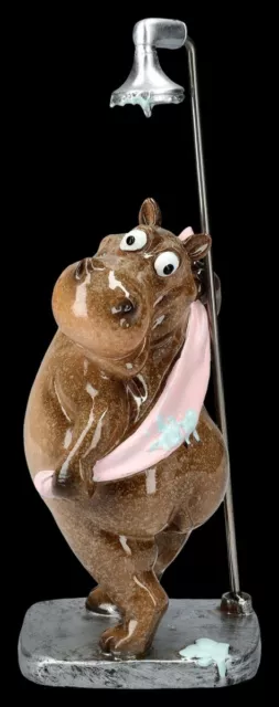 Lustige Nilpferd Figur beim Duschen - Hippo Fun witziges Geschenk Bad 2