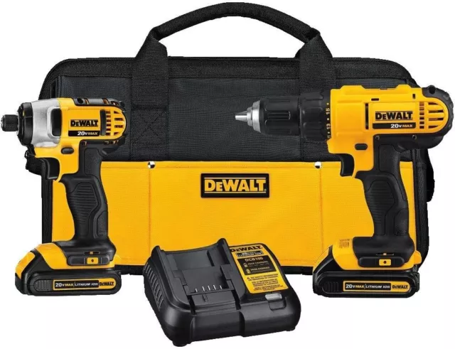 DEWALT 20V MAX Cordless Drill and Impact Driver, Power Tool Combo Kit with 2 Bat