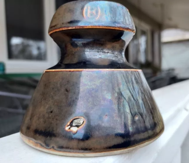 Ceramic / Porcelain Insulator OHIO BRASS  - GREENISH BROWN & BLACK- 2 TONE