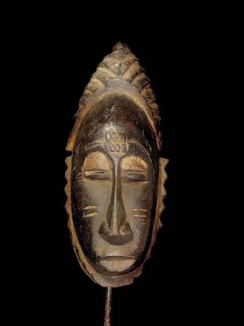 African Tribal Face Mask Wood Hand Carved Vintage Wall Hanging GURO-4567