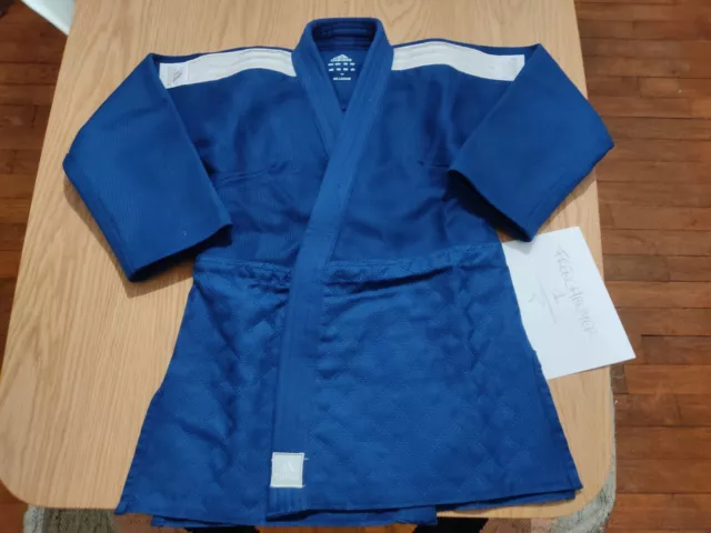 Judogi Kimono Judo Adidas Millenium J 990 Taille 155 Neuf Bleu Logo Blanc/Argent