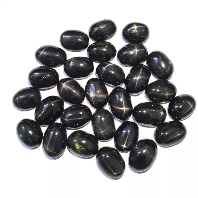 Natural Black Star Diopside Oval Cabochon Gemstone Lot 7 Pcs 12 16 MM 83 CT