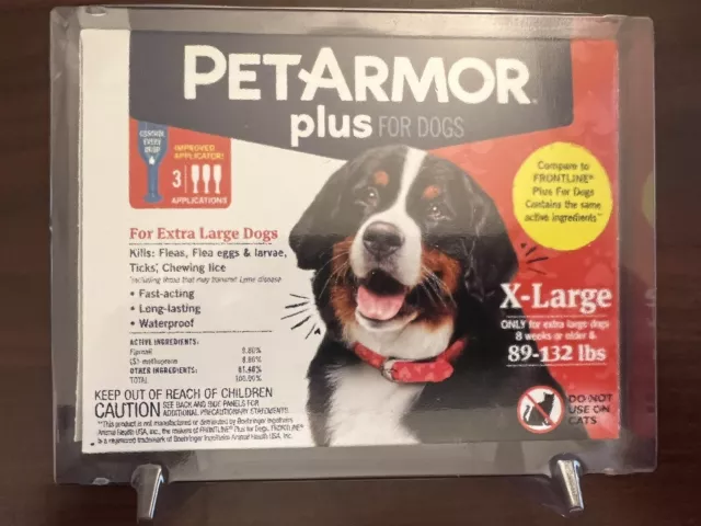Pet Armor Plus for Dogs 89-132 lbs X-Large Kills Fleas Ticks 3 Month Supply NEW