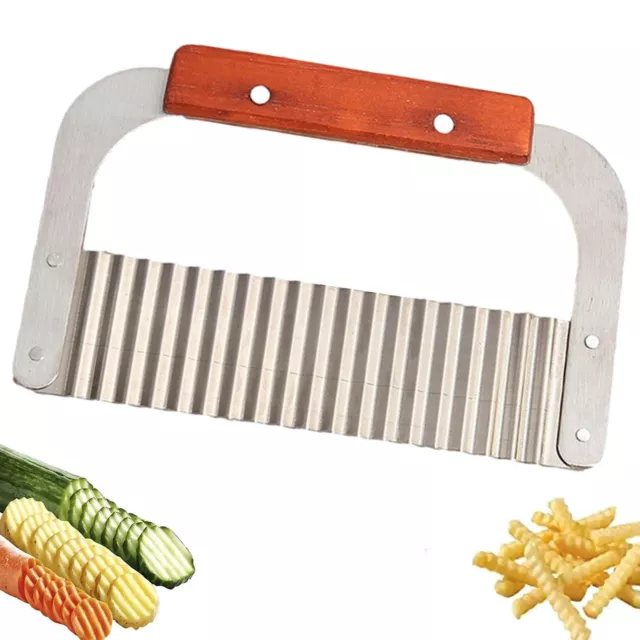 Crinkle Cutter Stainless Slicer with Handle Chip French Fry Slicer Tool