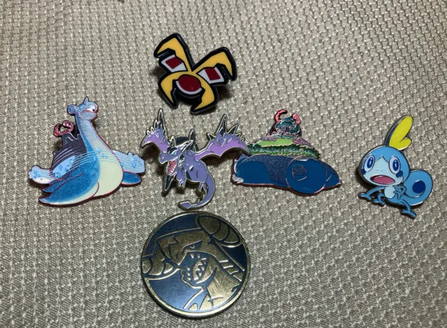 2020 Pokémon Enamel Pin Lot Of 5- Snorlax Lapras Sobble