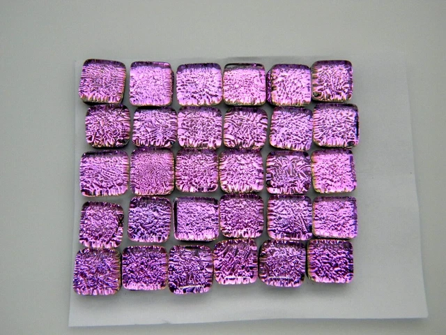 SPARKLE CRINKLE 30 pcs SQUARE DICHROIC earring bracelet FUSED GLASS (J18) CABS