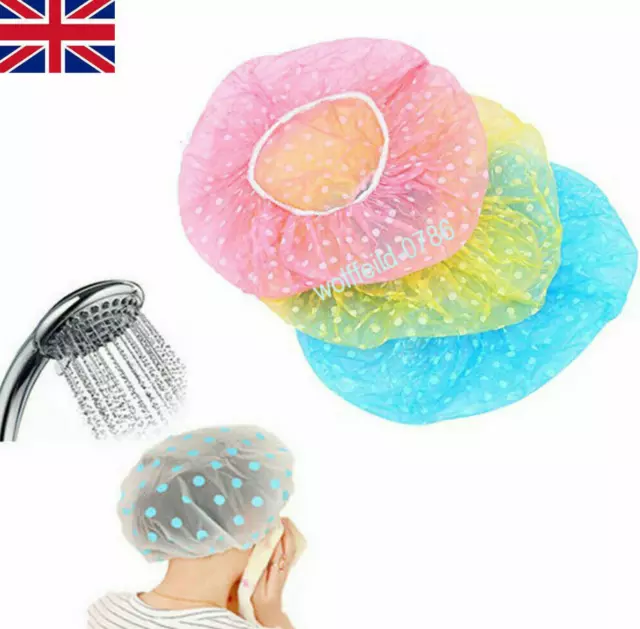 3 X Elastic Waterproof Shower Cap Hat Bath Head Hair Cover Salon Shower Cap