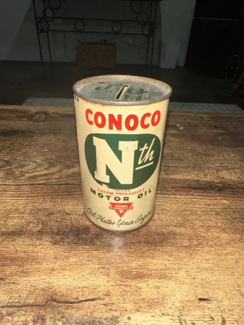 Vintage Conoco Nth Germ Processed Motor Oil Can Coin Bank. Ponca City, Okla.