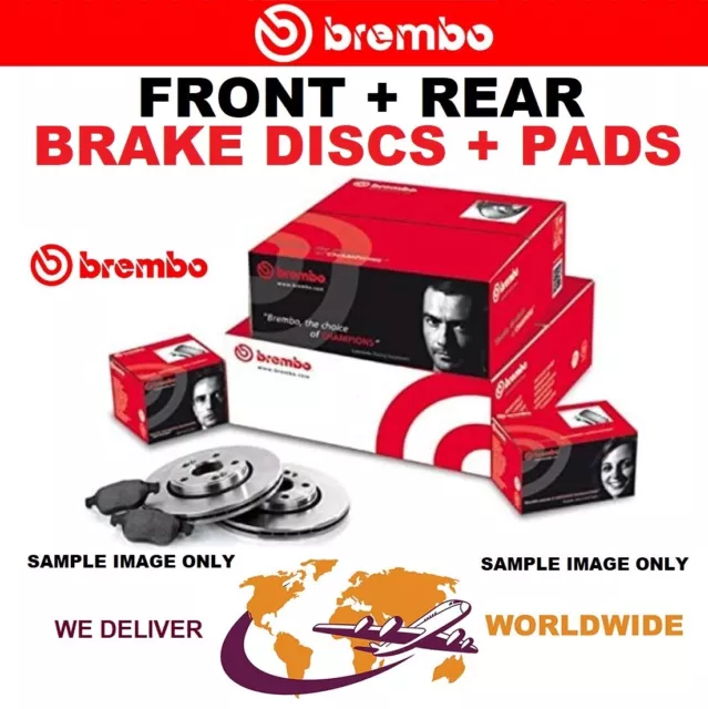 BREMBO Perforado DISCOS DELANTEROS + TRASEROS + ALMOHADILLAS para OPEL VECTRA C 2.2 directo 2003-2008