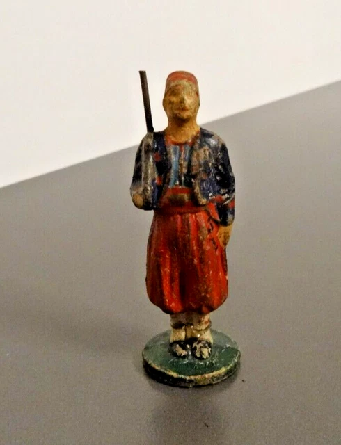 Figurine JRD France Vers 1935 - Soldat Marin Allongé Avec Fusil - 13,5 Cm - Socle Bleu