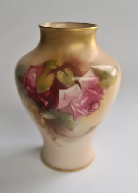 Antique Royal Worcester England Hand Painted Floral 4" Vase c.1924