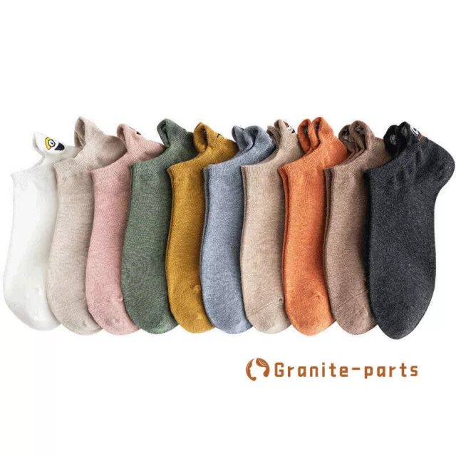 5 Pairs Women Girls Ankle Cute Crew Cotton Solid Funny Low Cut Casual Socks 5-9