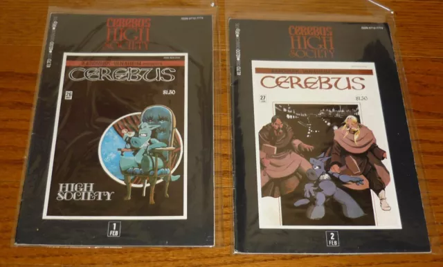 Lot of 2 Cerebus The Aardvark High Society # 1-2 Dave Sim Aardvark-Vanaheim 1990