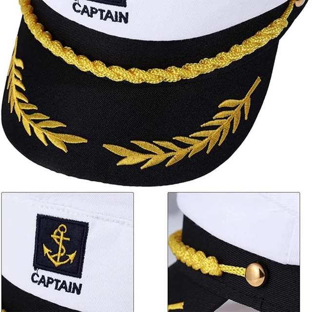 thumbnail image 2 of Authentic Yacht Captain Hat Jarbins 2-Piece Yacht Captain Hat - Adjustable Navy Sailor Costume Hat For Parties Navy Costume Hat 2 of 14