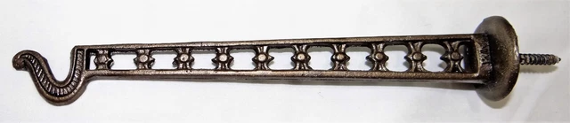 Vtg Cast Iron Ornate Hook Hanger for Plant Bird Cage Lamp Wall Mounted Screw