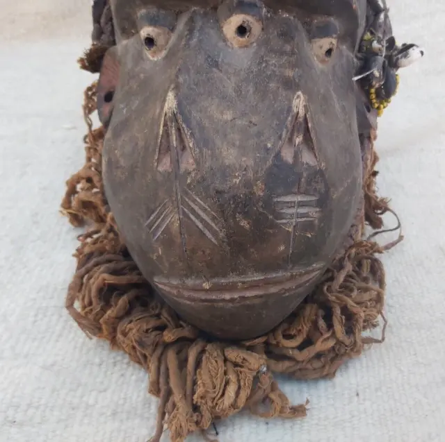 African Tribal Art Wooden Carved mask  Tubular Eyes Liberia African Art 16