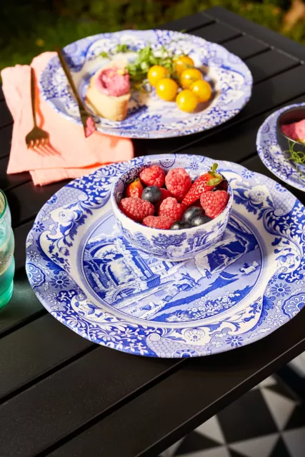 Spode Blue Italian 11cm Ceramic Bowls Set 4 Blue & White Made In England UK