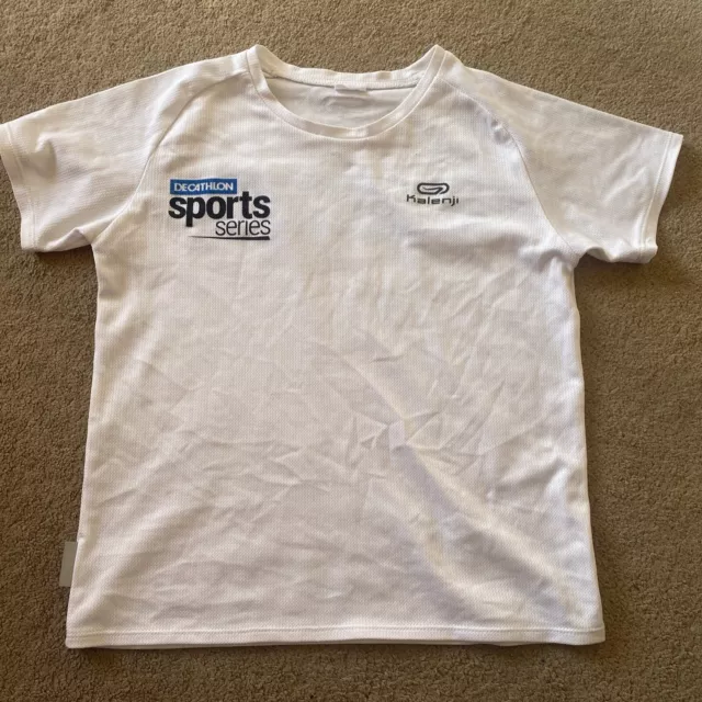 Top sportivo Decathlon bianco, adatto per età 4-6 anni circa Top sportivo Kalenji