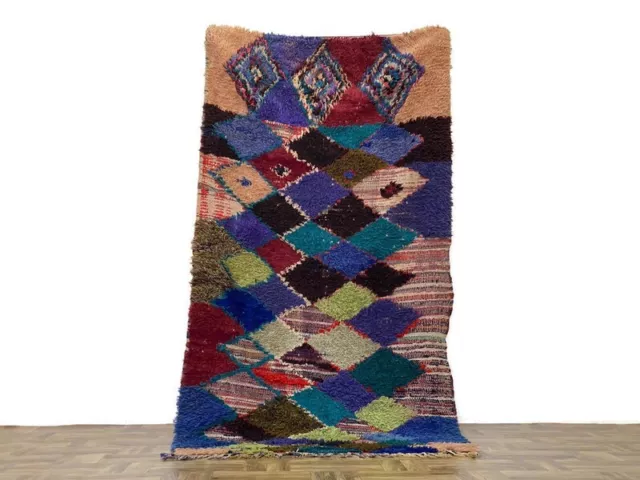 Vintage Living Room Rug,Colorful Entryway Kilim Runner,Moroccan Area,4'x7'5"ft