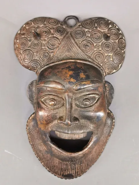 9039021 African Mask Bamileke Cameroon Bronze Middle 20.Jh. 10 3/16x6 11/16in