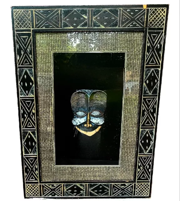 Tribal Mask Shadow Box Art African Tiki