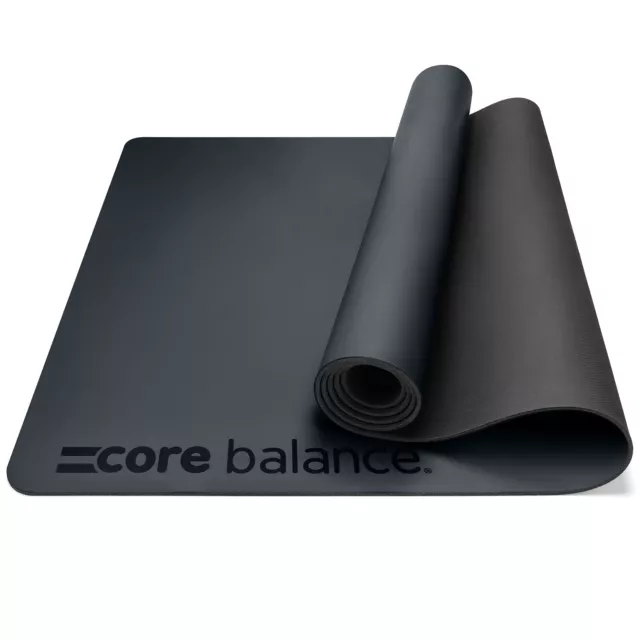 Rubber Yoga Mat Exercise Fitness Non Slip Extra Wide With Strap Core Balance
