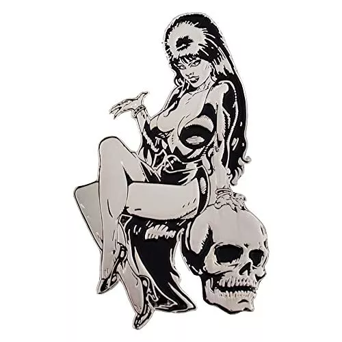 Kreepsville 666 Elvira Silver Comic Skull Mistress Of The Dark Enamel Pin