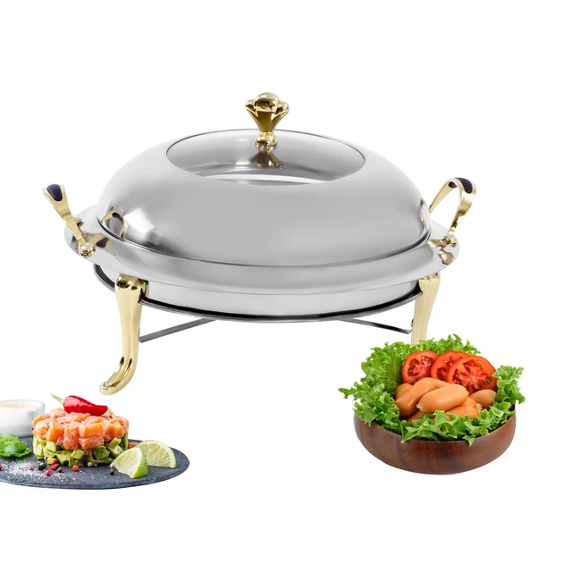 Round Buffet Food Warmer Tray Stainless Steel Large Capacity Chafing Dish Party