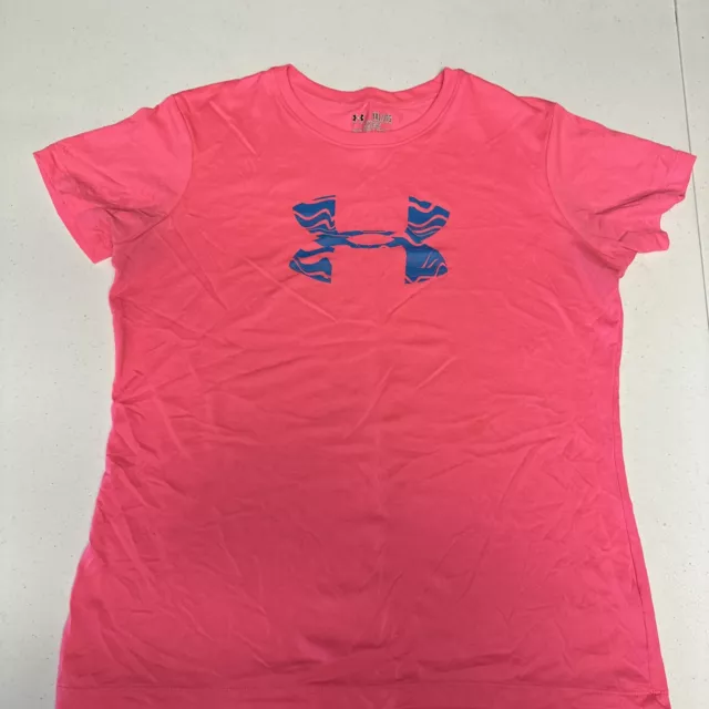 Under Armour Youth Girls XL Hot Pink T-shirt Loose Heat Gear