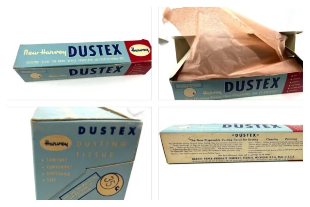1950s NOS Box DUSTEX by Harvey Dusting Tissue -Polishes as it Dusts-12"W-Display