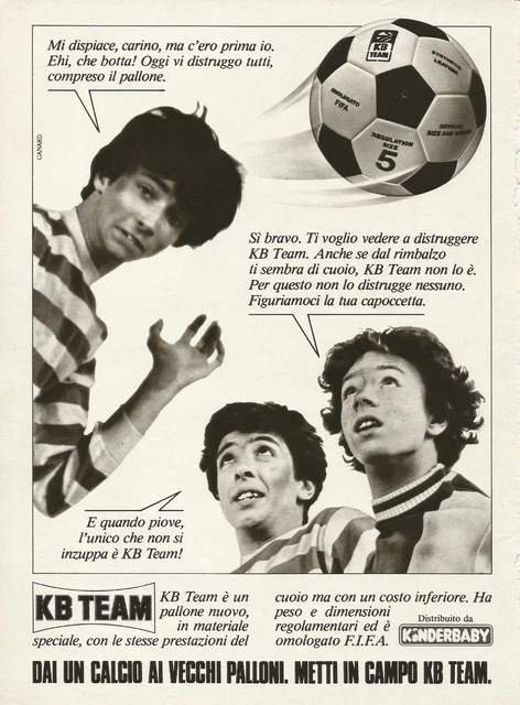 U0451 Pallone da calcio KB TEAM KINDERBABY, Pubblicità vintage 1981, 20 x 28 cm